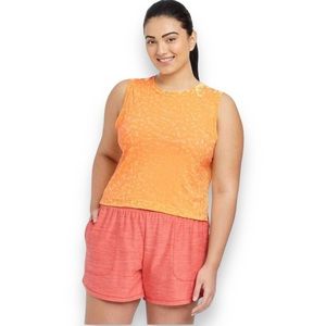All In Motion Women’s Cropped Active Boxy Fit Tank Tee, Orange, size XXL